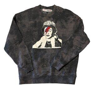 Guess X Brandalised Bansky Queen Street Art Royal Graphic Sweatshirt Small Gray